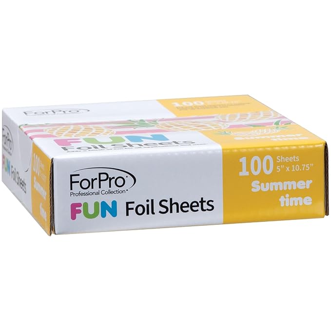 ForPro FUN Summertime 5" Foil Sheets, Aluminum Hair Foils for Color Application and Highlighting Services, Food Safe, Pop-Up Dispenser, 5” W x 10.75” L, 100-Count