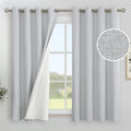 YoungsTex Light Grey Linen Blackout Curtains 45 Inch Length for Bedroom, Room Darkening Drapes with Grommets Thermal Insulated for Short Window, 2 Panels, 52 X 45 Inch
