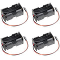 4 Cell 6V AA Battery Holder Case Cover Storage Box w/ 2P FUT J Plug Connector for Flysky Receiver RC 9g Micro Servo Tester(Pack of 4)