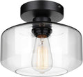 MAXvolador Industrial Semi Flush Mount Ceiling Light, Clear Glass Pendant Lamp Shade, Farmhouse Lighting for Hallway, Vintage Hanging Light Fixtures