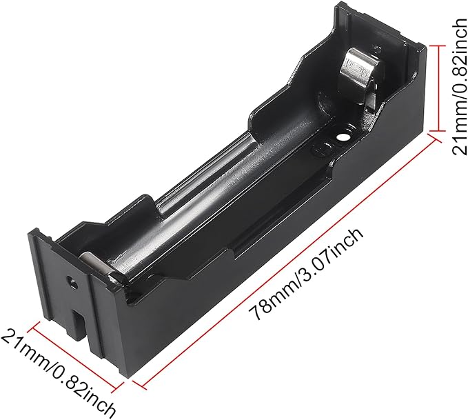 10pcs 18650 Battery Case Holder 1 Slots X 3.7V DIY 18650 Battery Storage Box, in Parallel Black Plastic Batteries Clip Box with Pin for DIY Parallel or Series Circuit PCB Projects
