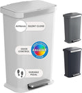 iTouchless SoftStep 13.2 Gal / 50L Step Pedal Kitchen Trash Can with Odor Filter, Durable Dent-Proof Construction and Stainless Steel Trim, Garbage Bin with Lid for Home Office, Bedroom, White Plastic