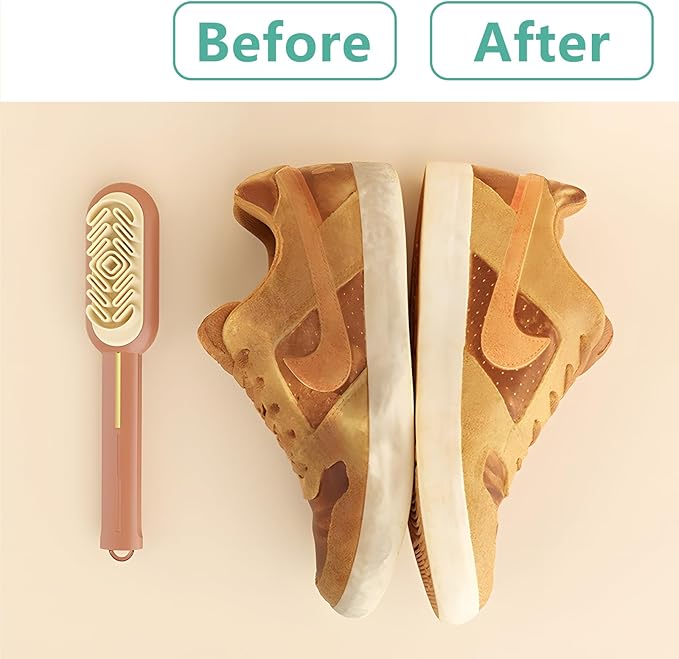 2 in 1 Suede Brush ，Suede Shoe Brush and Eraser，Rubber Polish Eraser with Soft Plastic Bristles for Suede/Nubuck Shoe、Bag、Jacket、Boots Cleaning