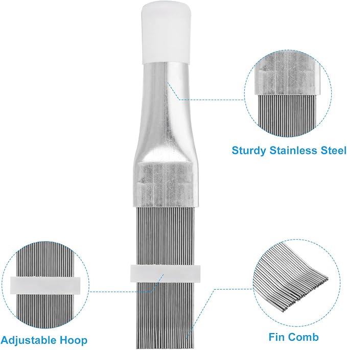 PATIKIL Air Conditioner Fin Comb, 6Pcs Stainless Steel Condenser Fin Straightener, FCR6 Fin Comb, Brown Foldable Brush AC Coil Tool for AC Unit Radiator
