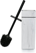 Black Line Design Resin Toilet Bowl Holder and Brush Set, Stylish Bathroom Cleaning Tool with Durable Bristles, Compact and Functional