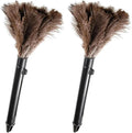 Retractable Feather Duster-Genuine Ostrich Feathers,Anti-Static,Reusable Eco-Friendly Handheld Cleaning for Keyboard,Home,Car,Office (10 to 15 Inches) 2 Pack