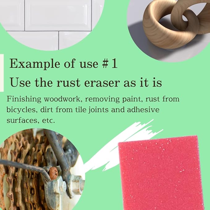Rust Eraser for Knives Kitchen Stoves Wood Finish and Bicycles Multi Purpouse Cleaning Rubber Eraser Remover Dirt Stains (Extra coarse) Made in Japan, Set of 2