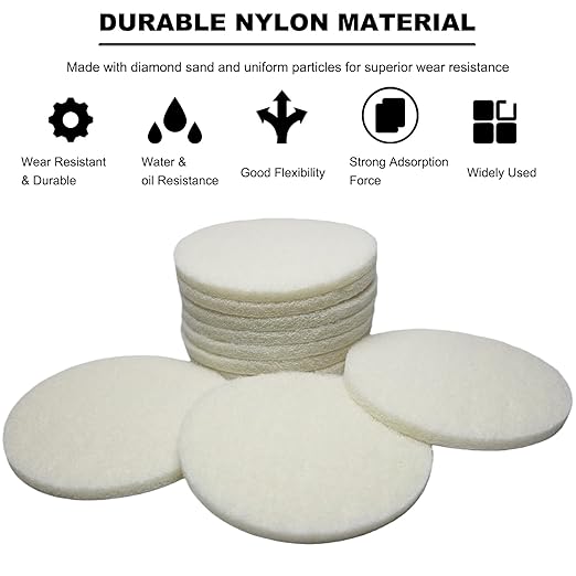10 Pack 6 Inch Multipurpose White Scrubber Scouring Pads Flocking Scuff Pads -Hoop and Loop Scuff Pads Conditioning Discs Polishing Pad for Furniture Automotive Cleaning, Rust Removal (2000 Grit)