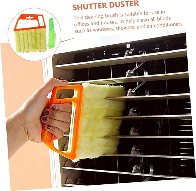 2pcs Window Cleaner Brush and Blinds Cleaning Brush Set for Shutter and Air Conditioner Vent Cleaning Orange and Green Handles for Household Use
