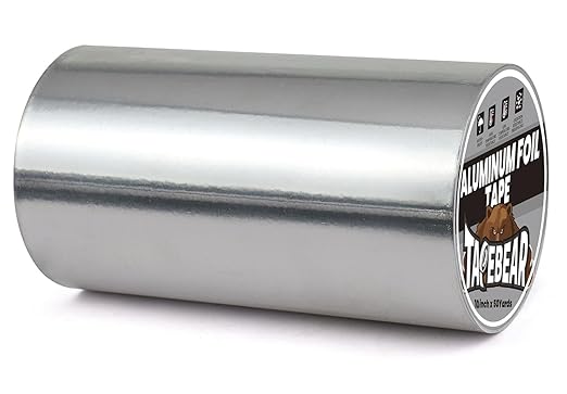 TAPEBEAR Aluminum Foil Tape 10" x 150FT, Heat Reflective Professional Heat Resistant Tape Insulation Heat Shield Silver Metal Tape for Dryer Vent, HVAC, Air Ducts, Metal Repair, AC Vents