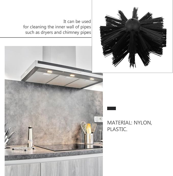 Chimney Brush Head Replacement Dryer Vent Pipe Cleaning Brush Compatible with Electric Drill for Home Vent and Duct Maintenance 3.93X3.93X2.16In