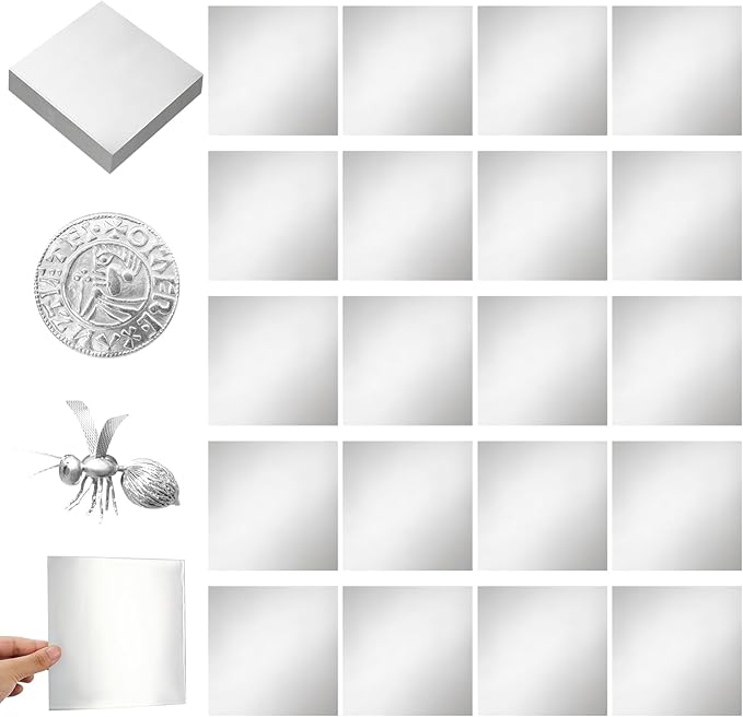 Yaocom 50 Packs Aluminum Metal Crafts DIY Foil 6 Inch x 6 Inch x 0.07 mm Thick for Art Project Aluminum Flashing Roll Wide Sheet Multipurpose Metal Sheets(Silver)