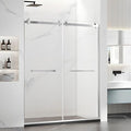 Paris Shower Door,60" W x 74" H Double Sliding Shower Door with 5/16"(8mm) Clear SGCC Tempered Glass,Bathroom Shower Door,Brushed Nickel