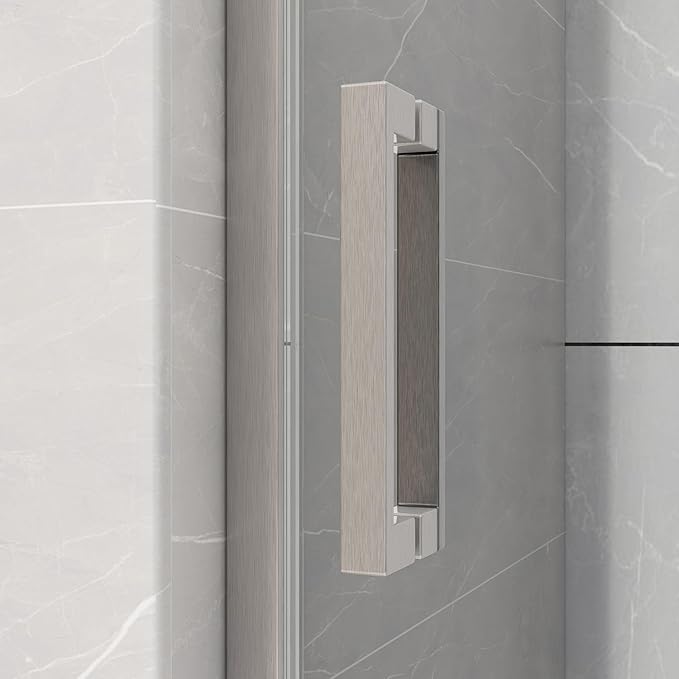 Sunrosa Semi-Frameless Glass Shower Door, 60" W x 76" H Single Sliding Shower Door, Shower Door with Tempered Glass 5/16"(8mm), Brushed Nickel