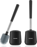 SetSail Silicone Toilet Bowl Brush and Holder Automatic Toilet Brushes for Bathroom with Holder Ventilated Toilet Cleaner Brush for Toilet Scrubber Cleaning - Black (2 Packs)