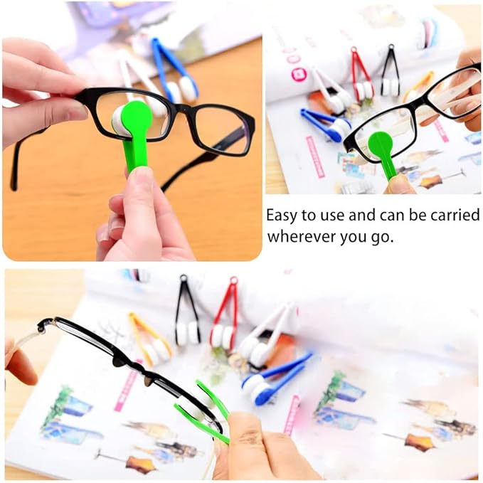 10 Pcs Mini Sun Eyeglasses Cleaning Clip, Glasses Eyeglass Microfiber Spectacles Cleaner Soft Brush Cleaning Tool Glasses Eyeglasses Cleaner Cleaning Clip - Blend Colors