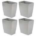 iDesign Small Plastic Bathroom Trash Can, Slim Rectangle Garbage Bin for Bedroom, Office, Dorm, 4-Pack, Gray