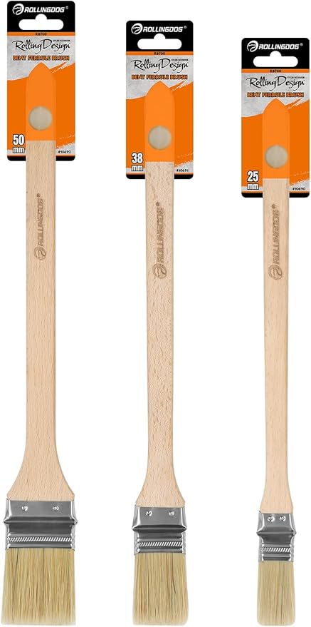 ROLLINGDOG Radiator Brush - 3PC Long Handle Paint Brush for Ceilings,High Walls(25mm,38mm,50mm)