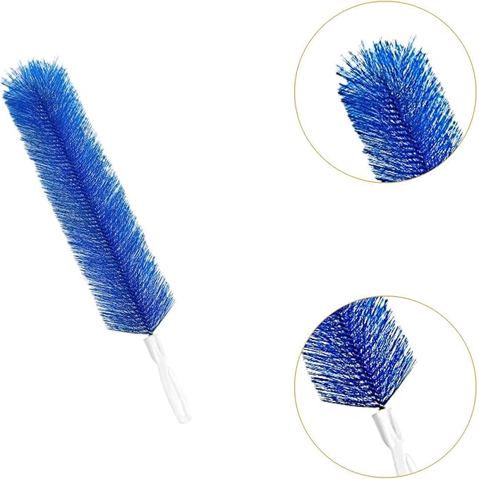 Fenteer Fan Cleaning Brush Bendable Sturdy Portable Cobweb Duster Reusable Dust Remover Fan Duster for Curtain Box Car Vents Shutters, Blue