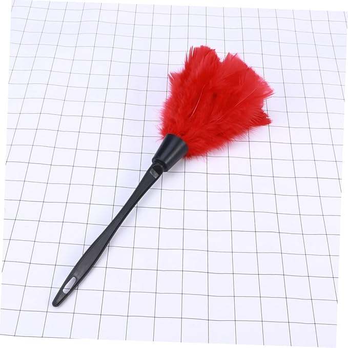Red Turkey Plumage Duster Tool with Non-Slip Handle Soft Large Microfiber Head for Dust Control Ceiling Fans Blinds Furniture and Corners Expandable Cleaning Sweep