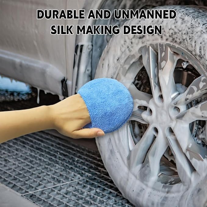 10PCS Wax Applicator Pads, Polishing Pad, 5" Diameter Soft Microfiber Polishing Care Foam Sponge with Finger Pocket, Car Buffing & Detail Foam Wax Applicator Sponge for Car Cleaning (Blue)