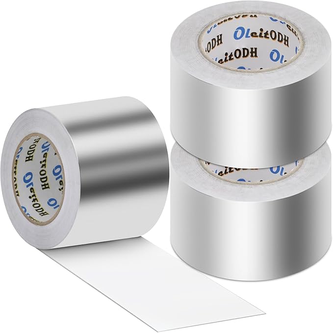 3 Pack Aluminum Foil Tape Bulk - 3 Inch x 55 Yards - 3.3mil Heavy Duty Metal Duct Tape, Aluminum HVAC Tape for Sealing & Patching, Air Ducts, Insulation Metal Repair, Professional Grade