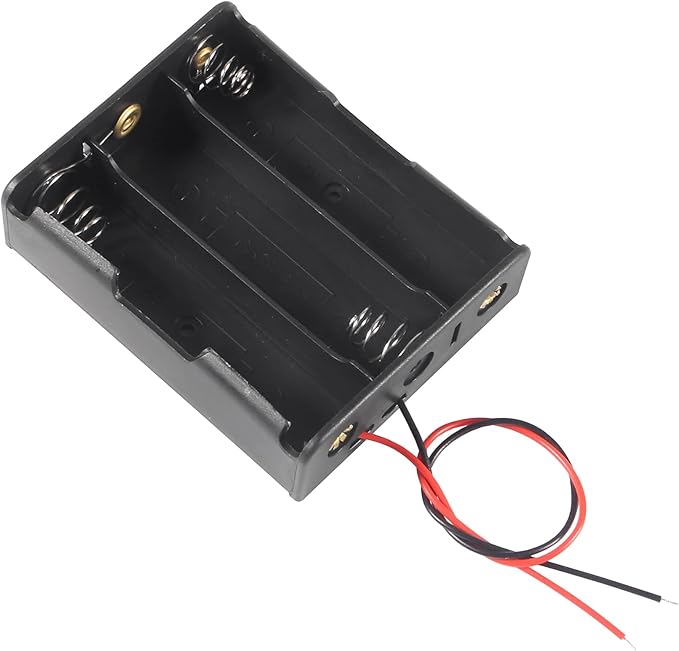 5pcs 18650 Battery Clip 3 Slots 11.1V Plastic 18650 Battery Storage Box Case with Black and Red Wire Leads for 18650 with Connect Lead