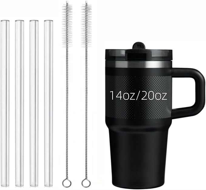 Straw Replacement Fit for Stanley Quencher ProTour Flip Straw Tumbler 14oz/20oz,4Pack Clear Reusable Drinking Straw with Cleaning Brush Compatible with Stanley Quencher ProTour 14oz/20oz Cup