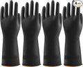 Bamllum 4 Pairs Black Rubber Dishwashing Gloves - Reusable Cleaning Gloves for Kitchen, Household, Anti-Slip, Flexible & Long-Lasting (X-Large)
