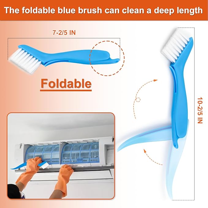 Cenipar 5PCS Air Conditioner Condenser Fin Comb Set Include FCR6 Fin Comb, Metal Radiator Fin Comb, Plastic Air Conditioner Fin Comb, Blue Folding Brush and Brown Brush Air Conditioner Fin