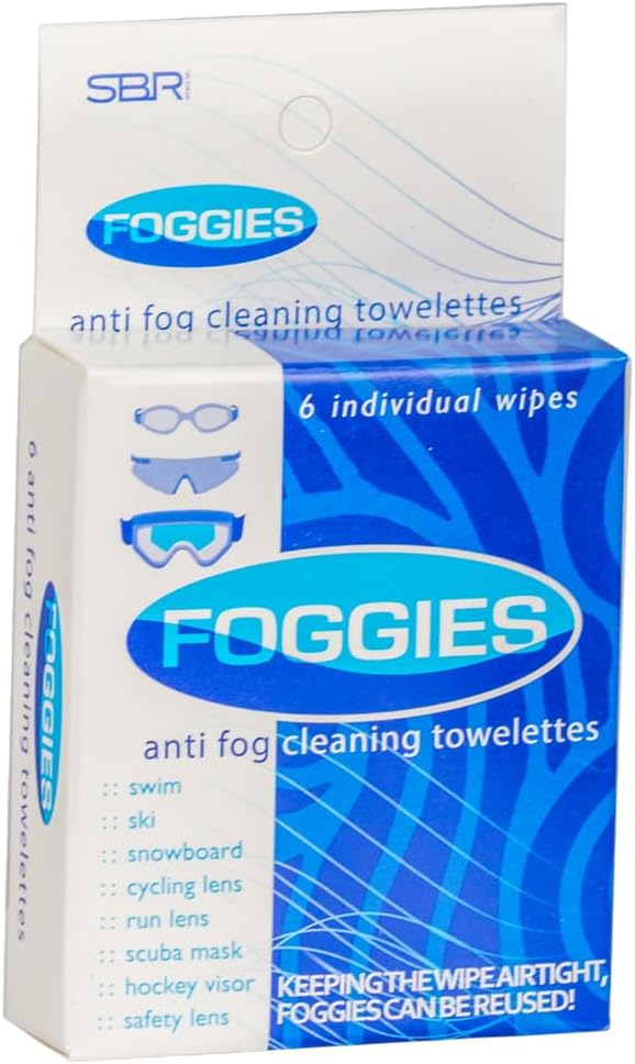 Foggies Anti-Fog Towelettes 6-Pack | 2-in-1 Lens Cleaner & Anti-Fog Wipe | Cleans and Defogs Goggles, Glasses & Masks | Reusable Wipes for Swim, Scuba & Sports Lens