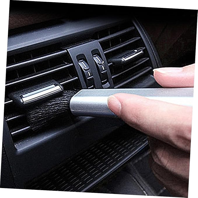 Yardwe Retractable Car Air Vent Cleaning Brush with Soft Bristles, Mini Gap Cleaning Tool for Automotive Air Conditioner and Interior Dust Removal, Portable Silver Car Care Accessory