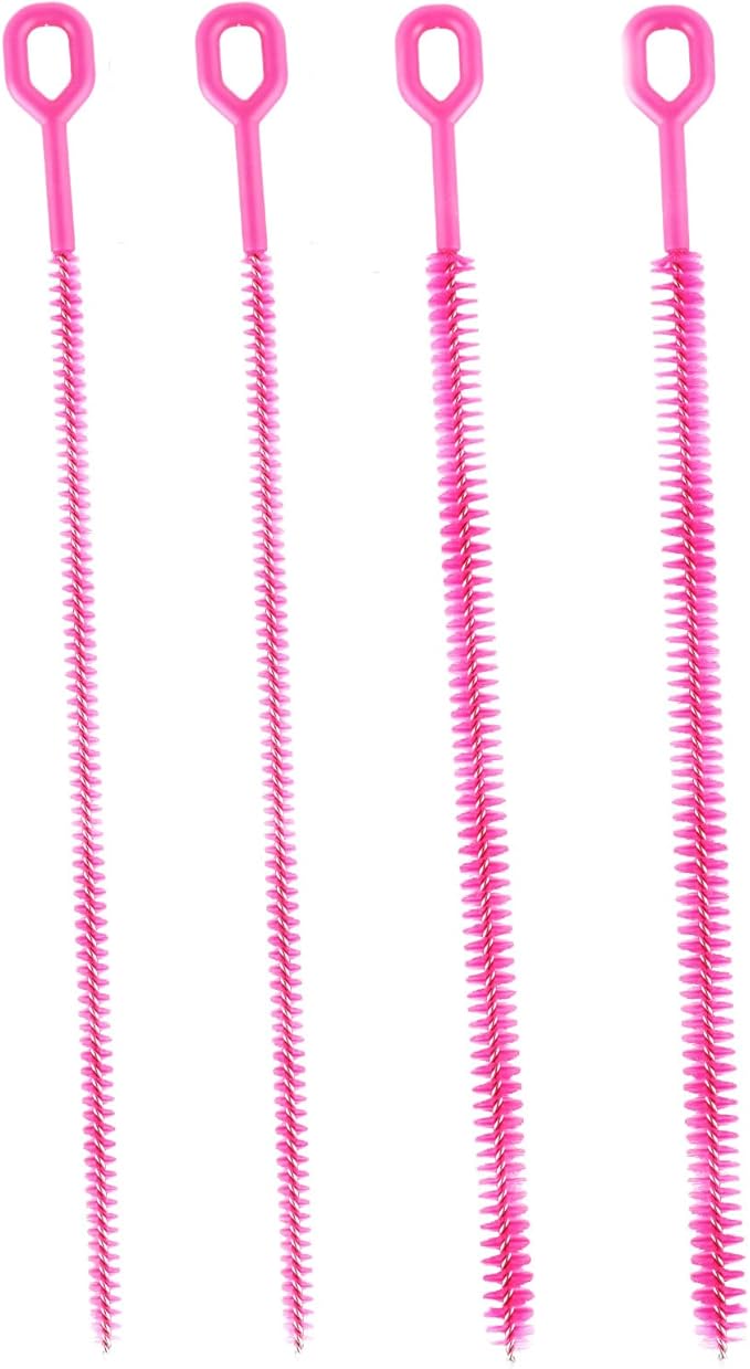 4pcs Straw Cleaner Brushes for Stanley, 8mm/0.31 Inch, 10mm/0.39 Inch, 12mm/0.47 Inch Reusable Extra Long Drinking Water Cup Bottle Straw Cleaning Brush Cleaning Tools Kit Accessories (Pink)