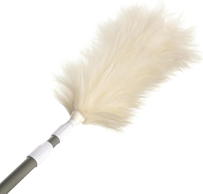Unger Commercial StarDuster Lambswool Duster with Telescopic Handle - Extends 30 to 60" for High-Reach Dusting - Flexible, Chemical-Free Cleaning Tool for Ceilings, Vents & Fixtures - LWDUR