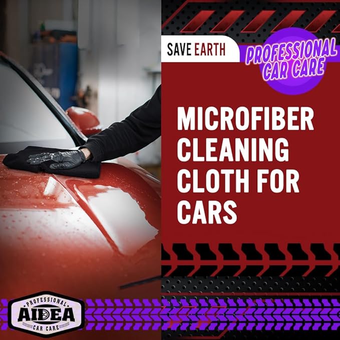 AIDEA Microfiber Cleaning Cloth Black 10PK, Microfiber Towels for Cars, Premium Wash Cloths, Dusting Cloth Lint Free Cleaning Rags for SUVs, House, Kitchen, Window, Cleaning Supplies12×12"