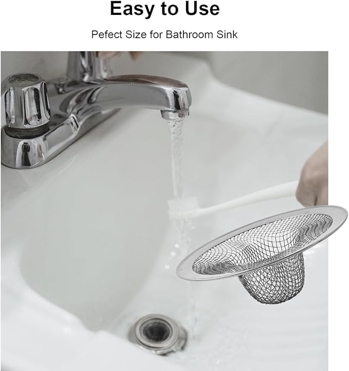 6-Pack Bathroom Mesh Sink Drain Strainer - 2.12" Top / 1" Small Stainless Steel Hair Basket Catcher for Bathroom Sink, Lavatory, Balcony, Utility, RV, Floor Drain