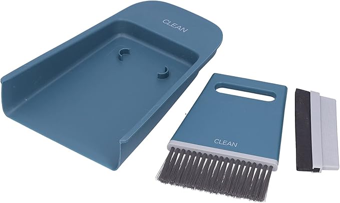 Handheld Broom and Dustpan Set Small Dust Pan and Brush Set, Small Broom and Dustpan Set, Portable 3 in 1 Mini Squeegee Dustpan and Cleaning Brush Set for Office Cleaning, Desk