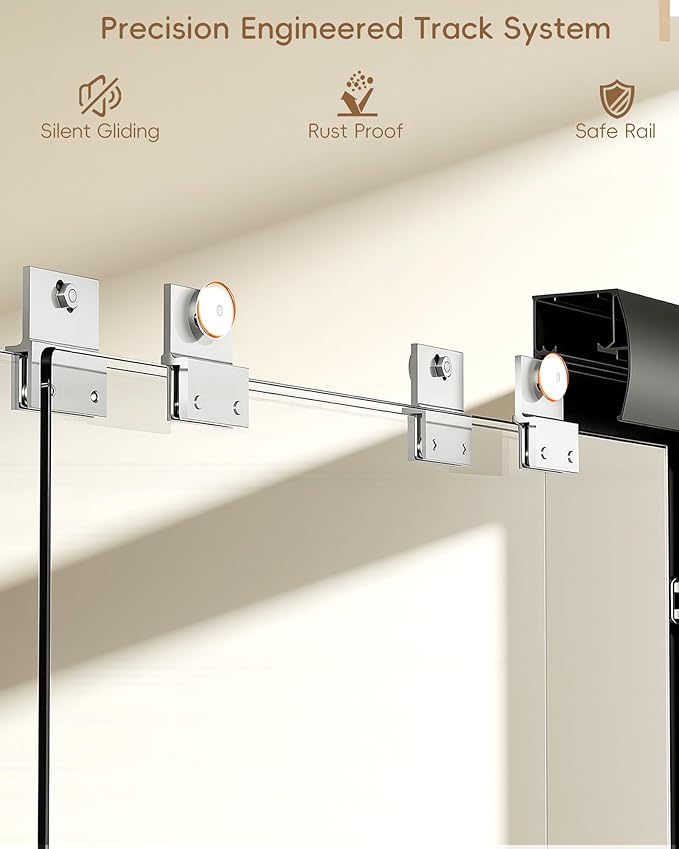 Shower Door 56-60'' W x 72'' H Semi-Frameless & Double Sliding, 1/4 inch (6mm) Thickness Clear Tempered Glass for Walk-in Shower, Matte Black
