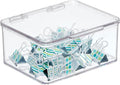 mDesign Small Plastic Home Office Storage Organizer Box Containers w/Hinged Lid for Desktops - Holds Pens, Pencils, Sticky Notes, Highlighters, Staples, Supplies - Lumiere Collection, Clear