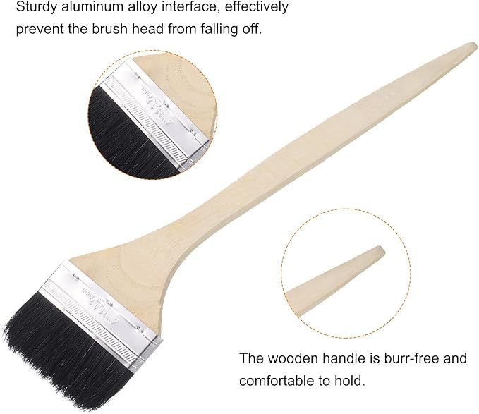 uxcell 3pcs Bent Radiator Paint Brush 4" Width Curved Wall Paint Soft Bristle Brushes with Long Wood Handle for Painting DIY Wall Treatment