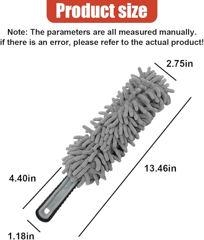 Car Interior Duster, No Scratch Microfiber Cleaning Brush with Comfortable Handle, Universal Auto Detailing Cleaning Supplies for Vehicle Home Office (Gray)