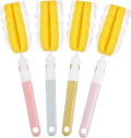 INVODA 4PCS Bottle Brush Long Handle Cup Cleaner Brush Sponge Bottle Scrubber Detachable Handle Portable Sponge Cleaning Brush for Baby Bottle Dishwashing Kitchen Clean Glasses Mugs (4 PCS)