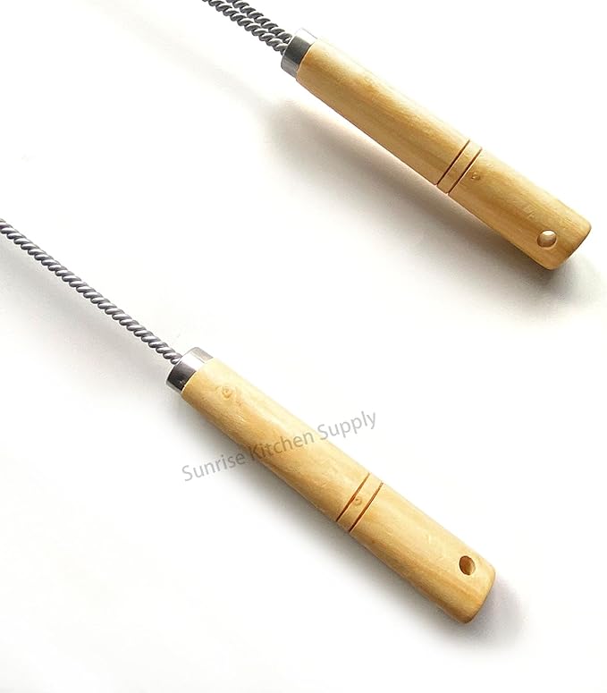 SUNRISE Fryer Brush with Long Handle (Brass, L and Single Brush)