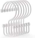 Goowin Shower Curtain Hooks, 12 Pcs Shower Curtain Rings, Durable Shower Curtain Rings Rust Proof, Double Glide Shower Rings for Curtain, Simple Shower Hooks for Shower Curtain & Liner, White