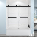 54"-60" W x 60" H Frameless Bathtub Shower Door, Double Sliding Shower Door,5/16"(8mm) Clear Tempered Glass,Bathtub Glass Door with Explosion-Proof Film (Matte Black 60" Wx60 H)