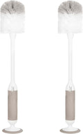 Ubbi Deluxe Baby Bottle Brush Set, Bottle Brush and Nipple Brush with Suction Cup, Baby Cleaning Essentials, Set of 2, Taupe