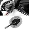 Car Dash Duster Brush, Super Soft Microfiber Multi-Functional Car Cleaning Brush, Scratch Free Dash Dusting Tool with a Anti-Skid Handle for Vehicle Home Kitchen Cleaning (Gray)