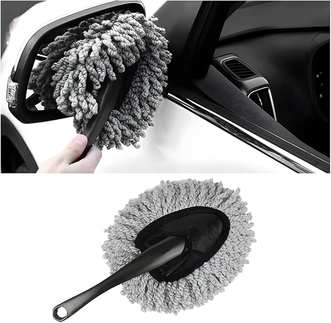 Car Dash Duster Brush, Super Soft Microfiber Multi-Functional Car Cleaning Brush, Scratch Free Dash Dusting Tool with a Anti-Skid Handle for Vehicle Home Kitchen Cleaning (Gray)