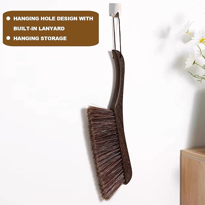Hand Broom Soft Bristles Duster with Solid Wood Handle Quick Dusting Brush for Sofa Bed Furniture Musical Instruments (Chicken Wing Wood)