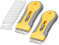 Bates- Razor Blade Scraper Tool, 2 Pack, 30 Extra Carbon Steel Blades, Anti-Slip Ergonomic Handle Design, Razor Scraper Set for Cleaning Window, Paint, Oven, Glass, Stove